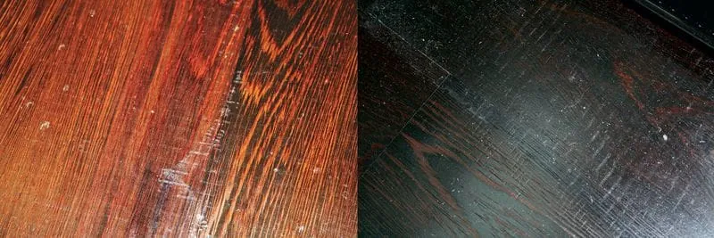 Druckstellen, Farbunterschiede und Bläschen im Dielenboden