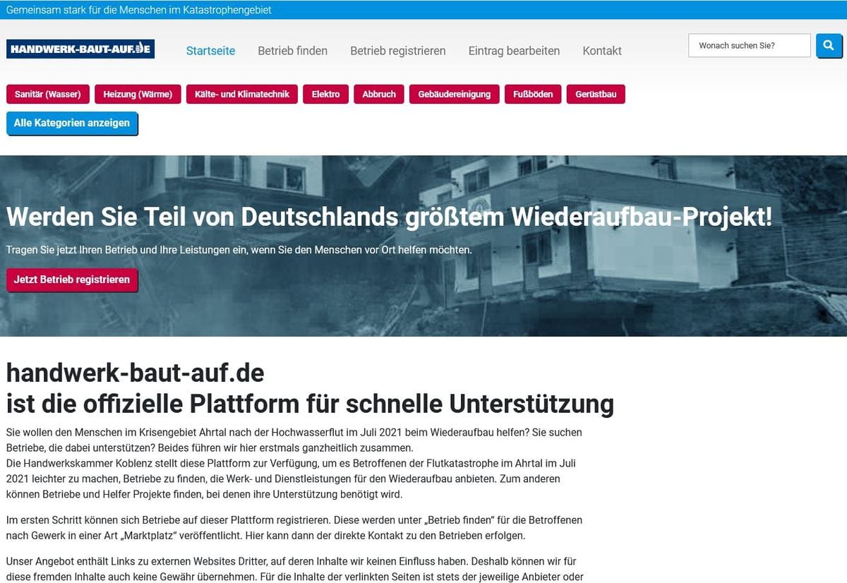 Neue Online-Plattform koordiniert Hilfe für Flutopfer