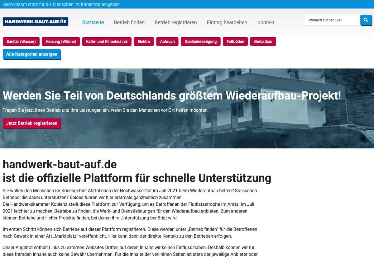 Neue Online-Plattform koordiniert Hilfe für Flutopfer