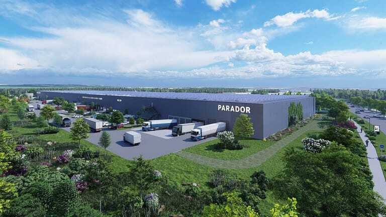 Die Visualisierung zeigt das neue Logistikzentrum von Parador in Coesfeld. Im Frühjahr 2024 soll es stehen.